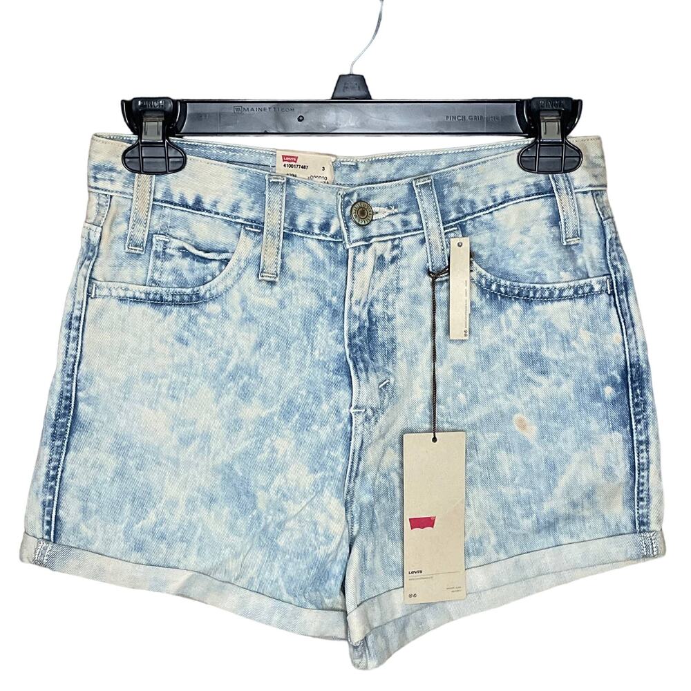 Levi's High Rise Cuffed Hem Denim Shorts Acid Wash Blue Jean Size 26 NWT